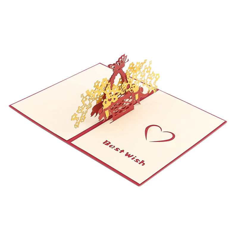 1 шт. Любовь цветок корзина лазерная резка оригами Бумага 3D всплывающие открытки