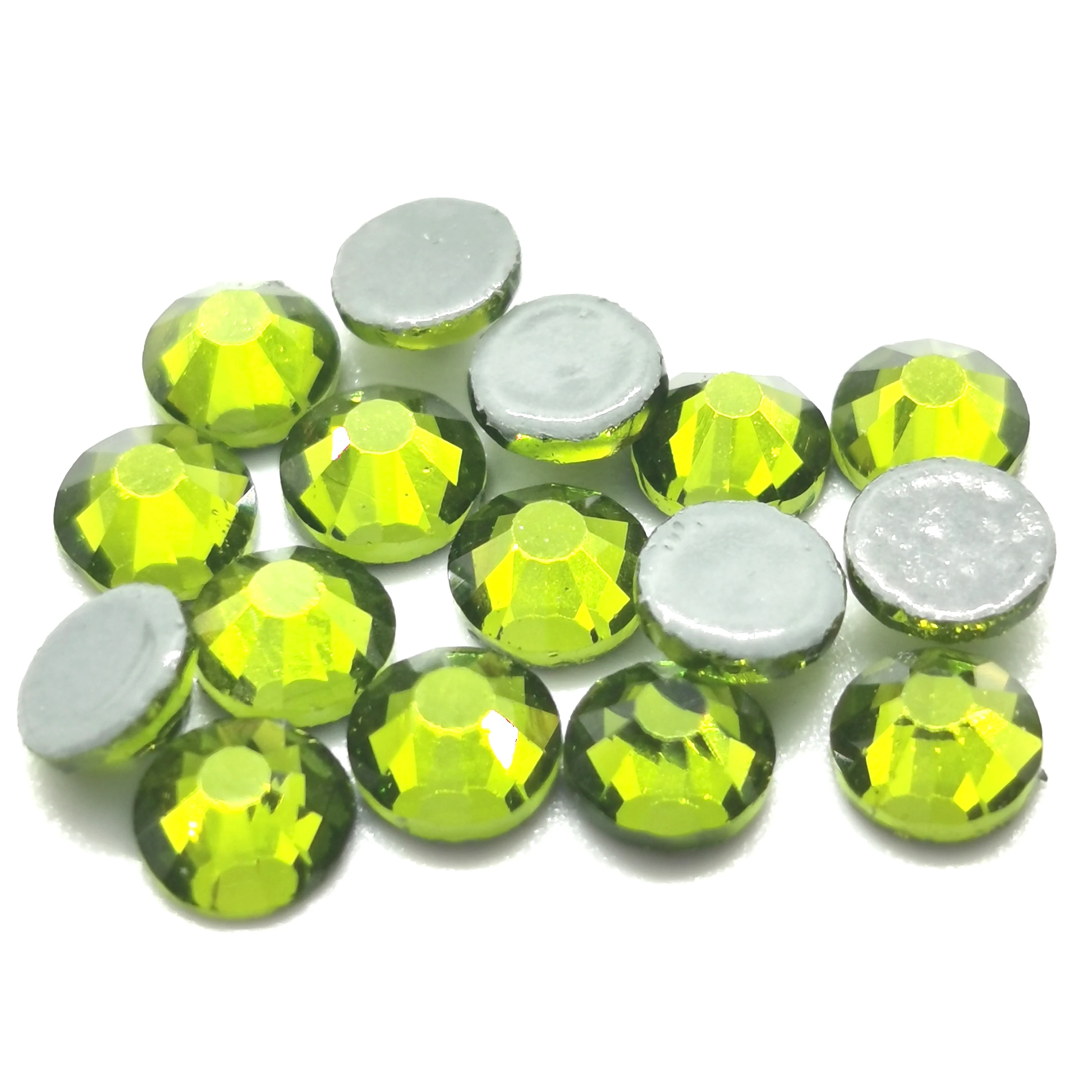 Olivine Стразы SS3 до SS40 блестящие хрустальные стразы горячей фиксации плоские с