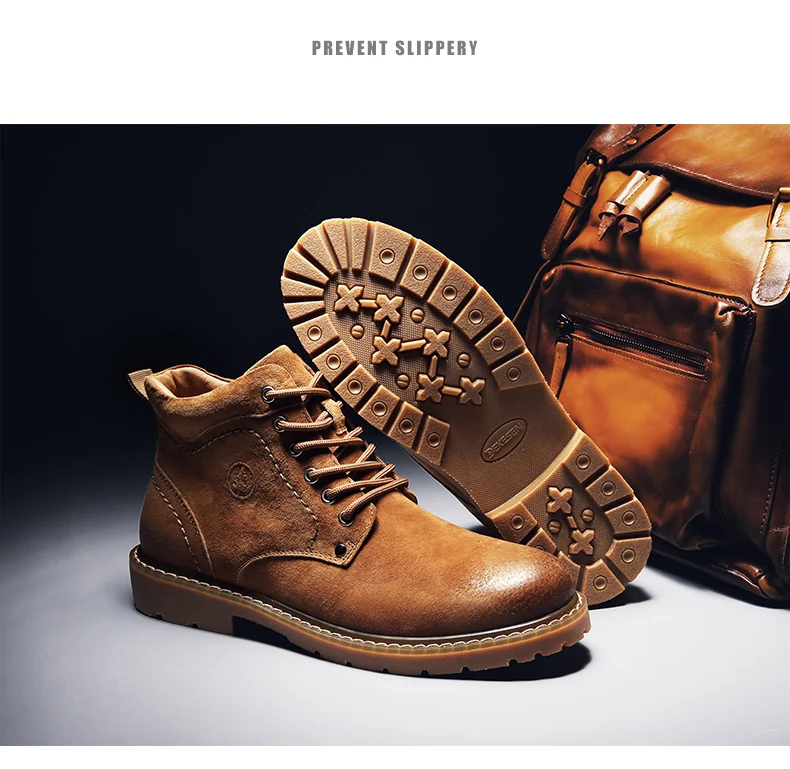 Winter Ankle Boots mens Genuine Leather Snow Boots Big Size 38-50 Outdoor Warm Winter Shoes for Men Anti-cold Boots Walker Peak