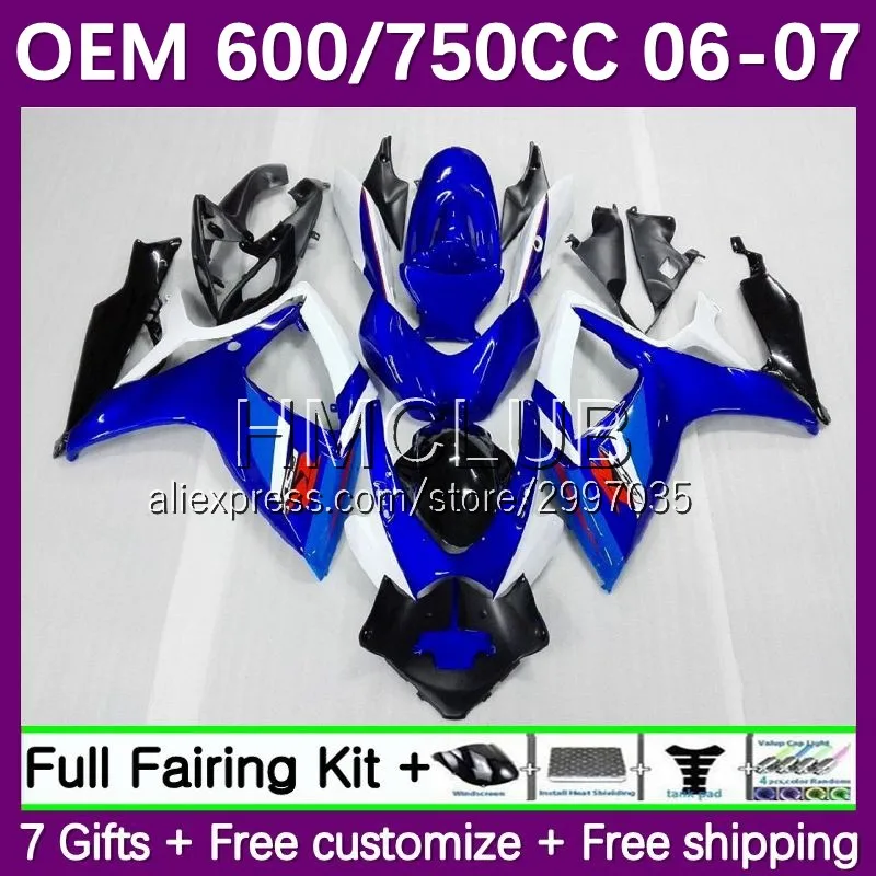 

Инъекция K6 для SUZUKI GSXR 600CC 600 750 CC GSXR750 13No.2 GSXR600 GSXR-600 2006 2007 GSXR-750 06 07 обтекатель OEM в наличии синий