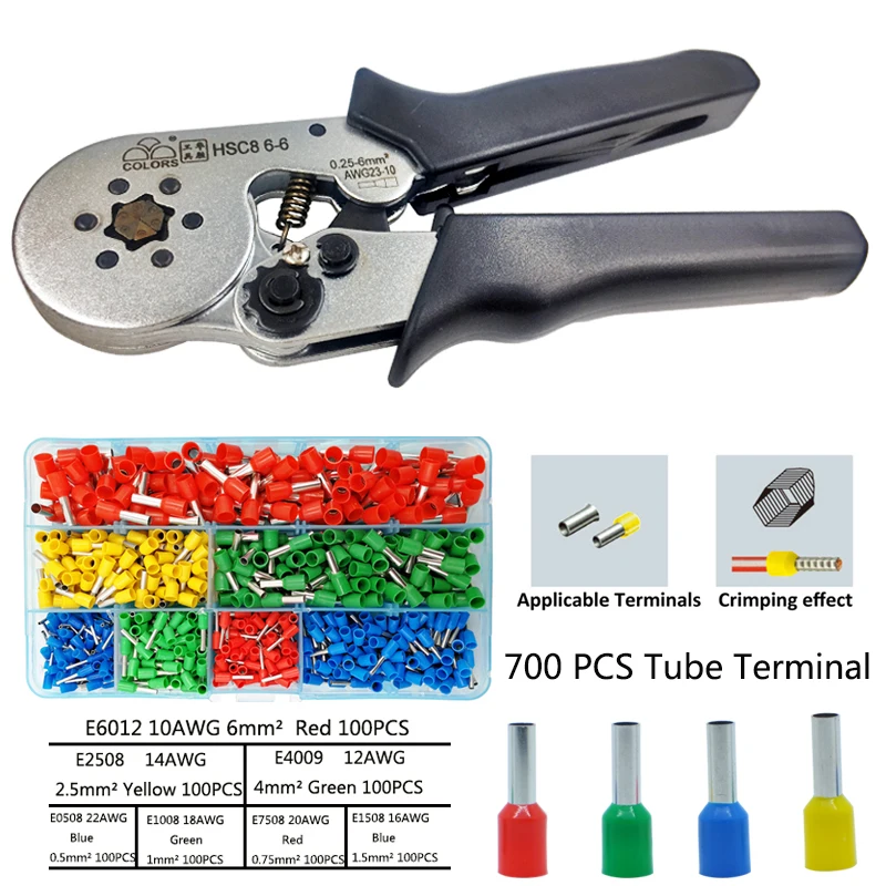 HSC8 10С 0,25-10mm2 23-7AWG HSC8 6-4B/6-6 0,25-6mm2 HSC8 16-4 обжимные клещи электрическая трубка Клеммы Коробка мини фирменный Зажим инструменты