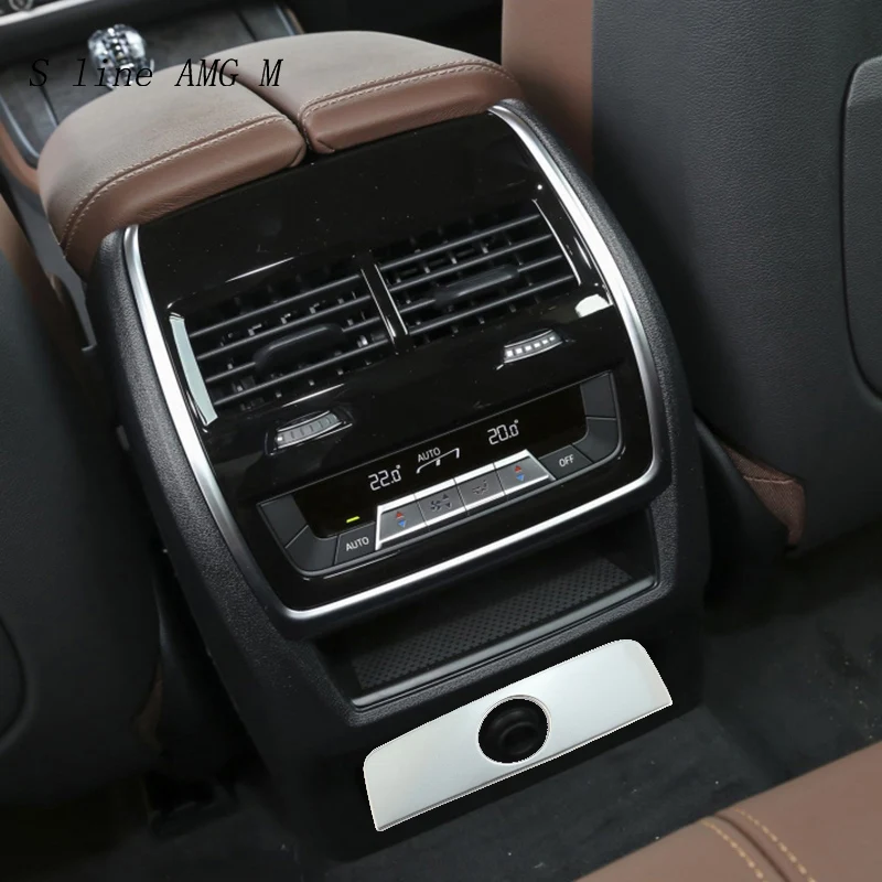 

Car Styling Back Air conditioning outlet Row Cigarette Lighter panel Cover Sticker Trim For BMW X5 G05 Interior Auto Accessories