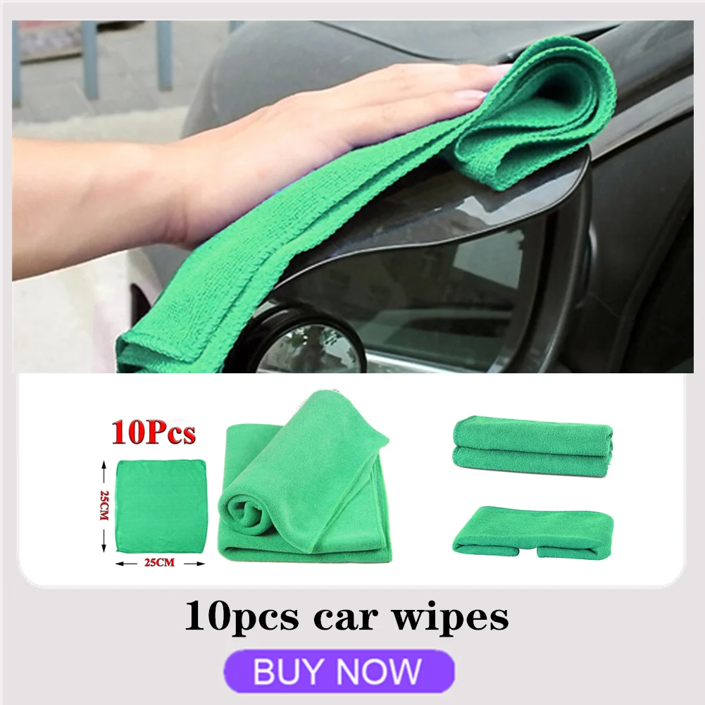 

10Pcs Microfiber Washcloth Car Wipers Car Towel No-Scratch Rag Polishing Detailing 25 x 25cm Cleaning Towels