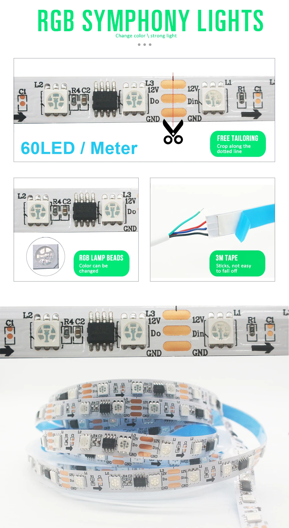 Dreamcolor полосы светильник 10 м 600LED RGBIC Wi-Fi Беспроводной умный лента работает с Alexa Google