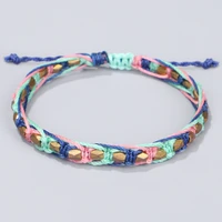 lucky rope bracelet bangles for women men handmade tibetan copper beads bracelet cotton thread bracelets