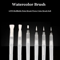 6pcs refillable portable paint brush water color brush pencil soft watercolor brush pen beginner painting drawing art supplies