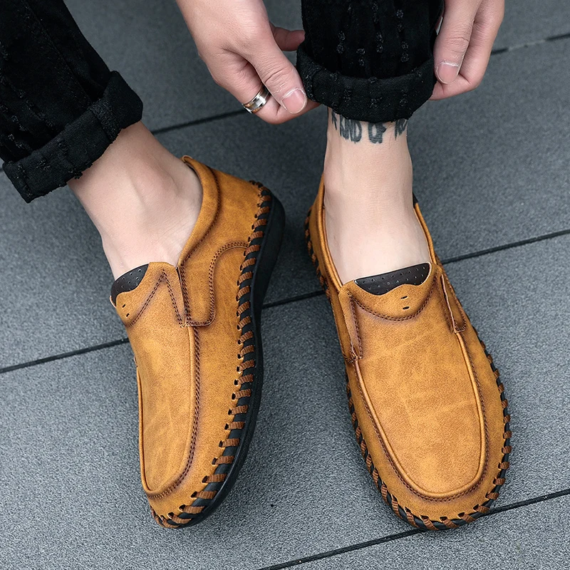 

2020 Newest Comfortable Casual Shoes Loafers Men Shoes Quality Split Leather Shoes Men Flats Hot Sale Moccasins Shoes Big Size48