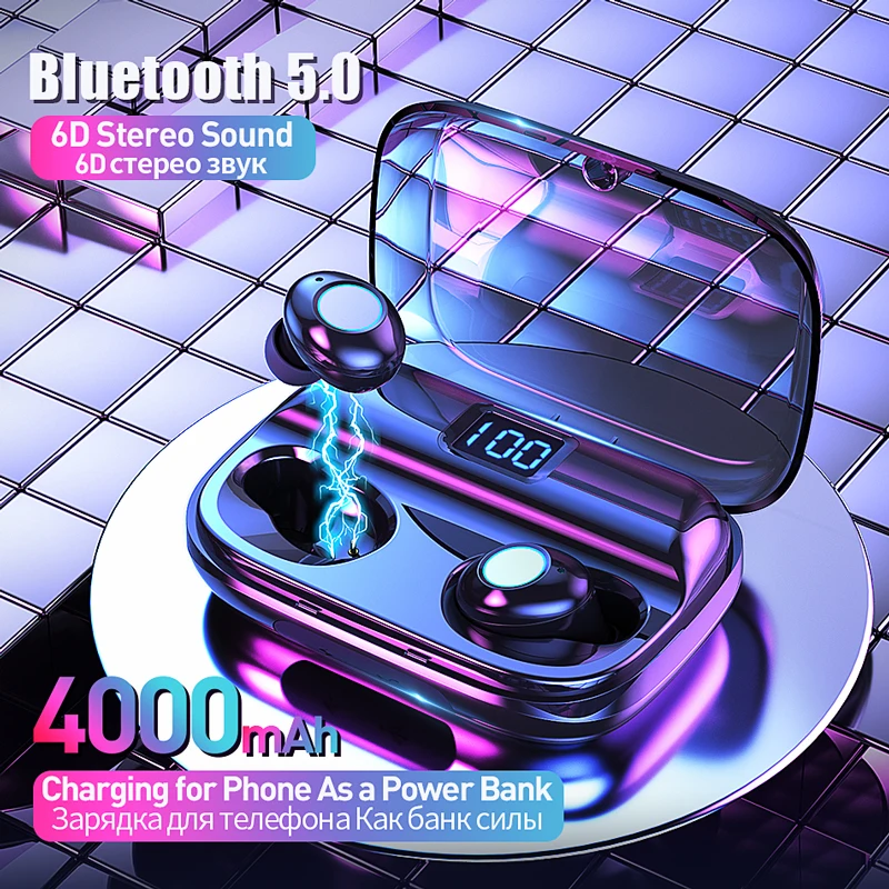 2019 TWS Bluetooth наушники 5 0 6D стерео беспроводные IPX6 водонепроницаемая Спортивная