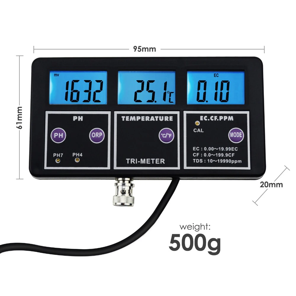 

6 in 1 Professional Multi-parameter Combo Testing Meter pH ORP EC CF TDS PPM Temperature Digital Multi-Function Tester