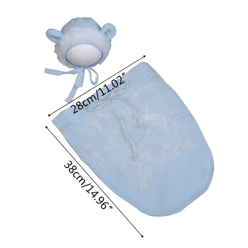 

Newborn Photography Props Baby Sleeping Bag Beanie Hat Infants Photo Shooting Sleepsack Wrap Cap Kit