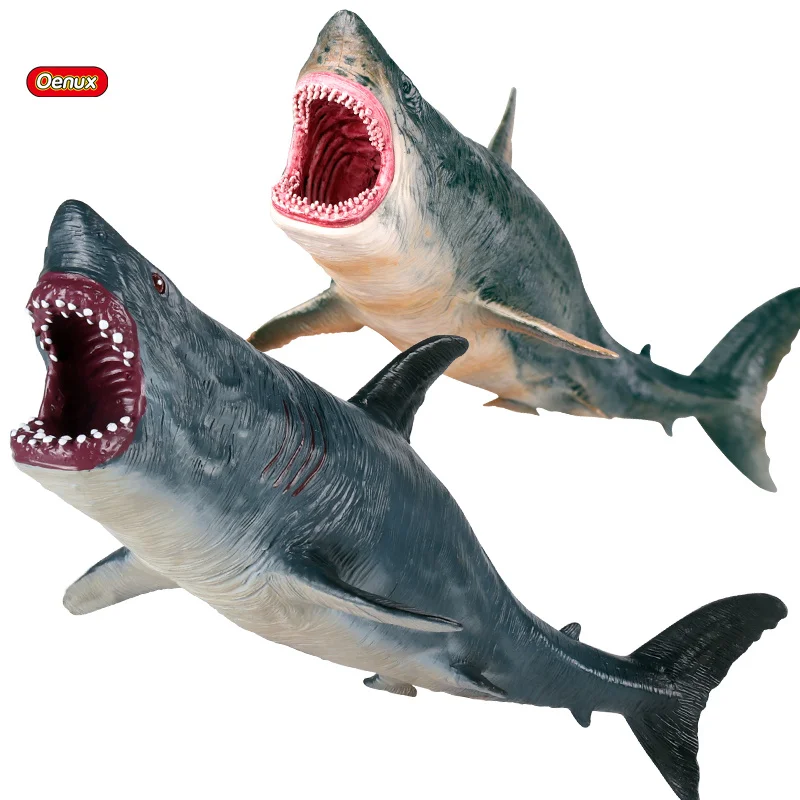 

Oenux New Savage Marine Megalodon Action Figure Sea Life Ocean Animals Big Shark Fish Model PVC Baby Shower Toy For Kids Gift