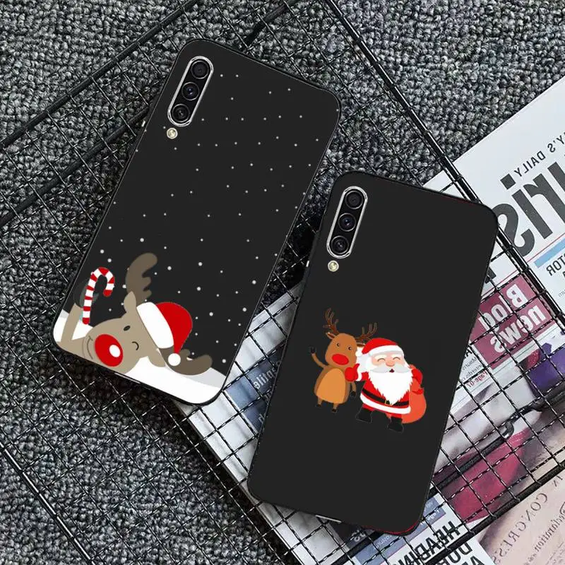 

Cute Christmas Elk Phone Case For Samsung galaxy S 7 8 9 10 20 edge A 6 10 20 30 50 51 52 70 note plus mobile bags soft capa