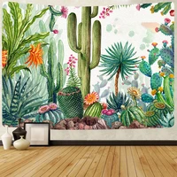 simsant cactus tapestry green succulent plants tablecloths flower wall hanging tapestries for living room bedroom home decor