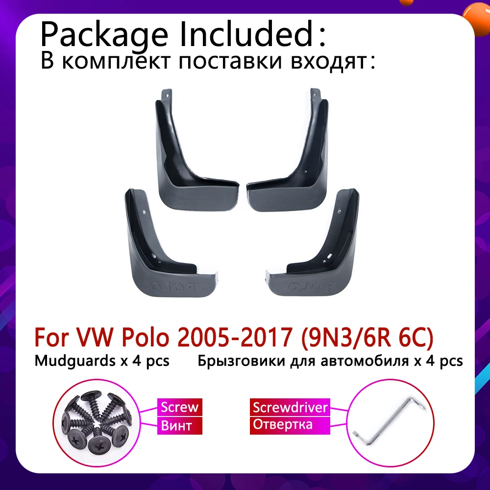 Для Volkswagen VW Polo Mk4 MK5 9N3 6C 6R 2005~ крыло брызговики Всплеск клапаном аксессуары для брызговиков 2006 2010