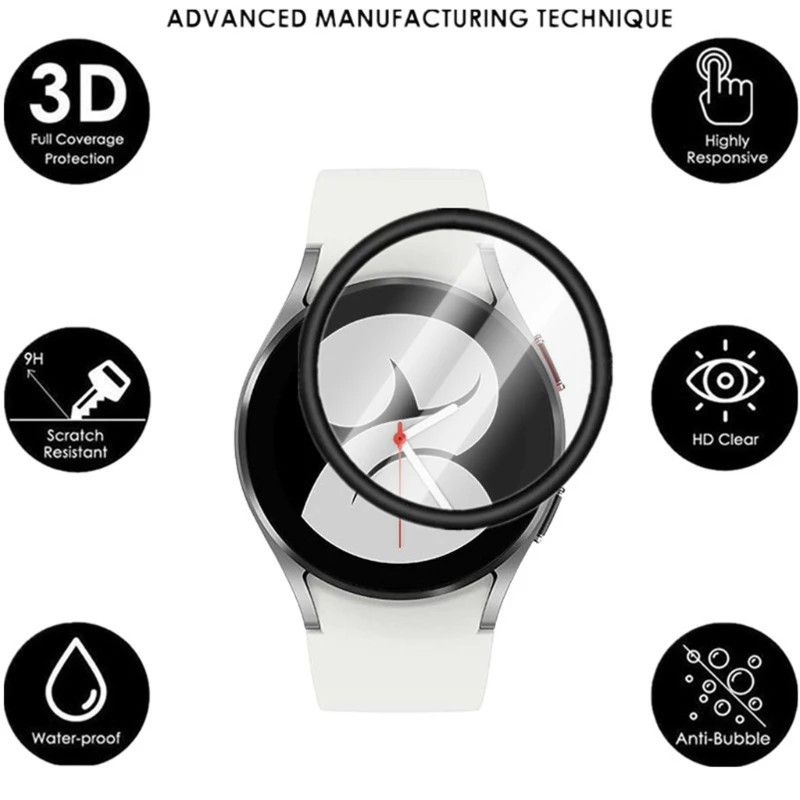 

2pcs Curved Protective Film Compatible With Samsung-Galaxy Watch 4 44mm 40mm Accessorie Clear Hydraulic Film Screen N0PB