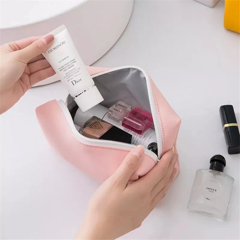 

Simple Women Travel Cosmetic Bag Waterproof Pu Cute Candy Colors Woman Makeup Bags Portable Toiletry Storage Bag Organizer Box