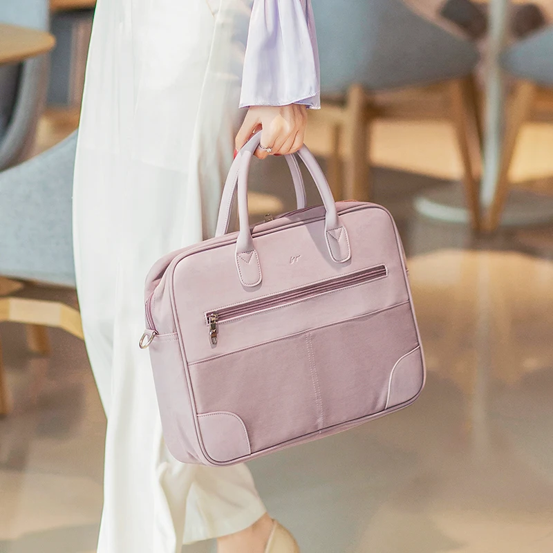 Fashion Solid Women Laptop Briefcase Computer Bag Business Document Organizer Ipad Tote Ladies Handbag Messenger Purse Strap