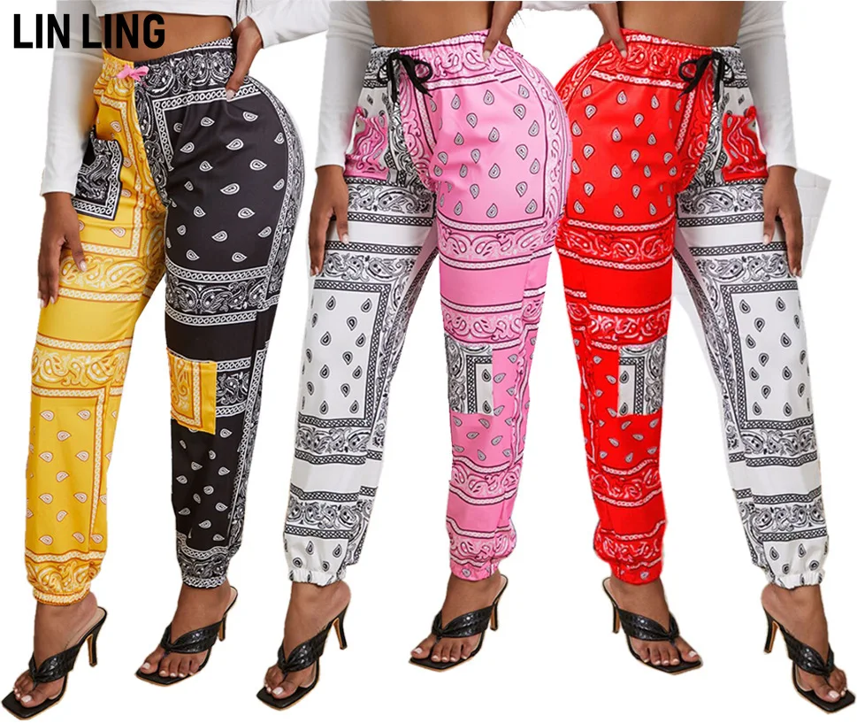 

Брюки-карандаш с принтом и завязкой на поясе