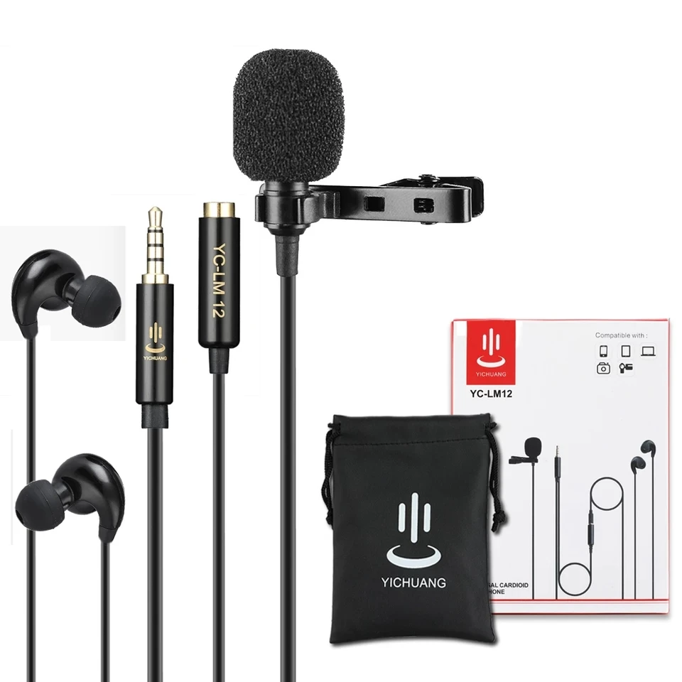 YC LM12 телефон аудио видео запись Lavalier конденсаторный микрофон для iPhone 8 7 6 5 4s 4 Sumsang Xiaomi htc huawei|Микрофоны| |