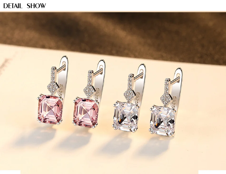 925 sterling silver earrings female Morgan stone high quality Zircon Earrings Wedding Engagement Fashion Jewelry Gifts