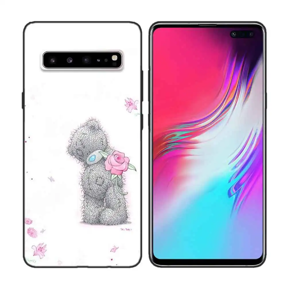 Черный мягкий силиконовый чехол-накладка для samsung Galaxy S7 S8 S9 S10 5G S10E J4 J6 J8 M20 Note 8 9 Edge Plus Cas потрёпанный плюшевый медвежонок