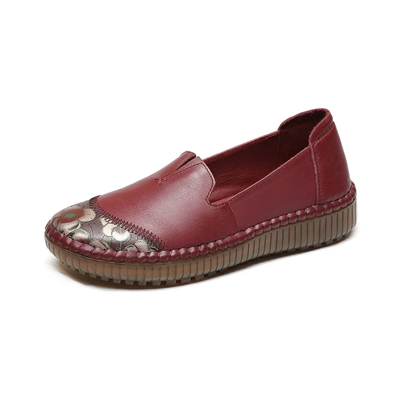 

Fashion Soft Leather Round head Women Casual Flats Women's Non-slip Comfortable Flat shoes Ladies Shoes large size 35-41 R12-83