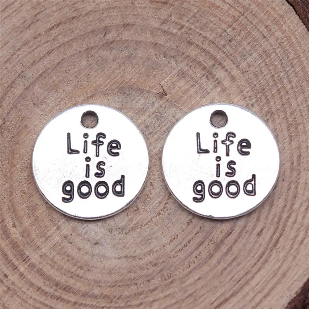 

Jewelery Pendants Making Charms For Jewelry 20pcs Life Is Good Tag Charms 14x14mm Antique Silver Plated