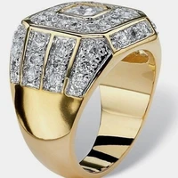 fashion luxury domineering men gold plated ring 2021 trend square shape inlaid zircon men engagement wedding anniversary jewelry