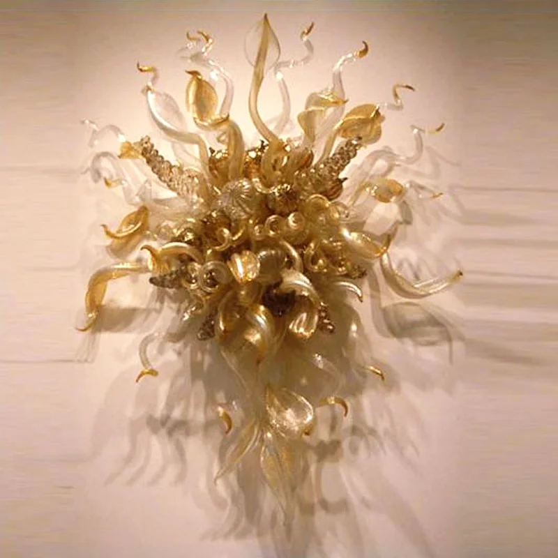 

Amber Flower Wall Sconce Modern LED Handmade Blown Glass Interior-Wall Light 28 Inches