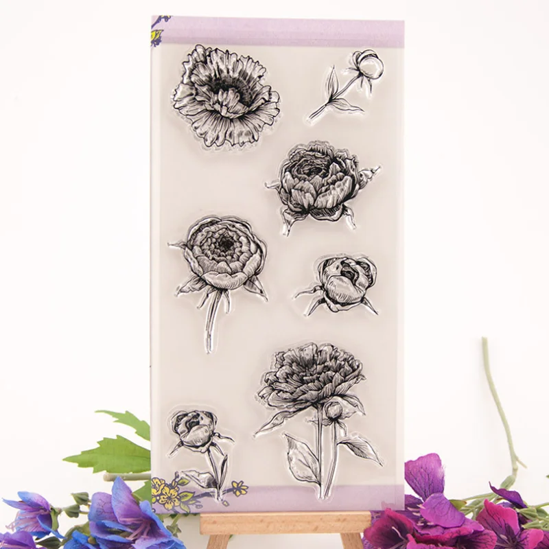 

1pc Flower Transparent Clear Silicone Stamp Seal Cutting DIY Scrapbooking Rubber Coloring Embossing Diary Decor Reusable T2177