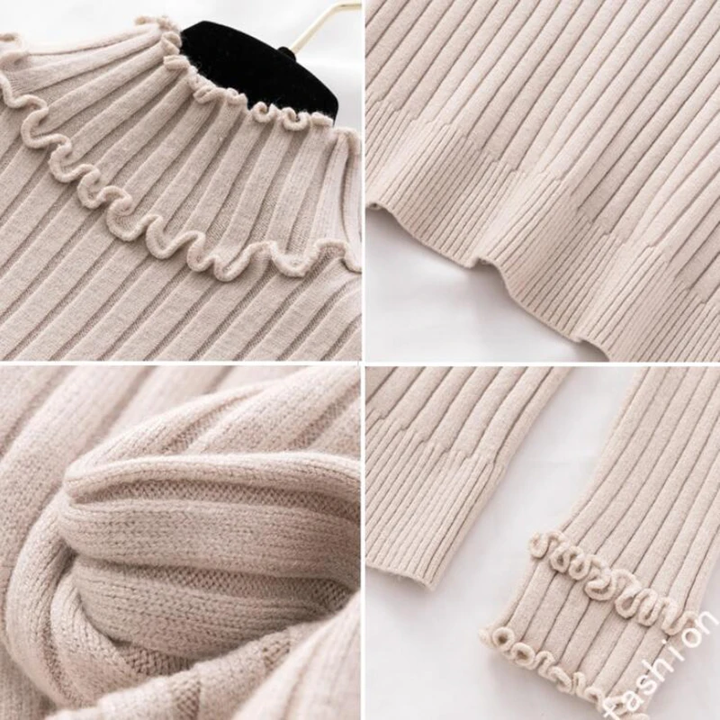 

EORUTCIZ Autumn Turtleneck Sweater Women Pullovers Slim Knitted Top Winter Warm Casual Short Thick Basic Sweater LM550