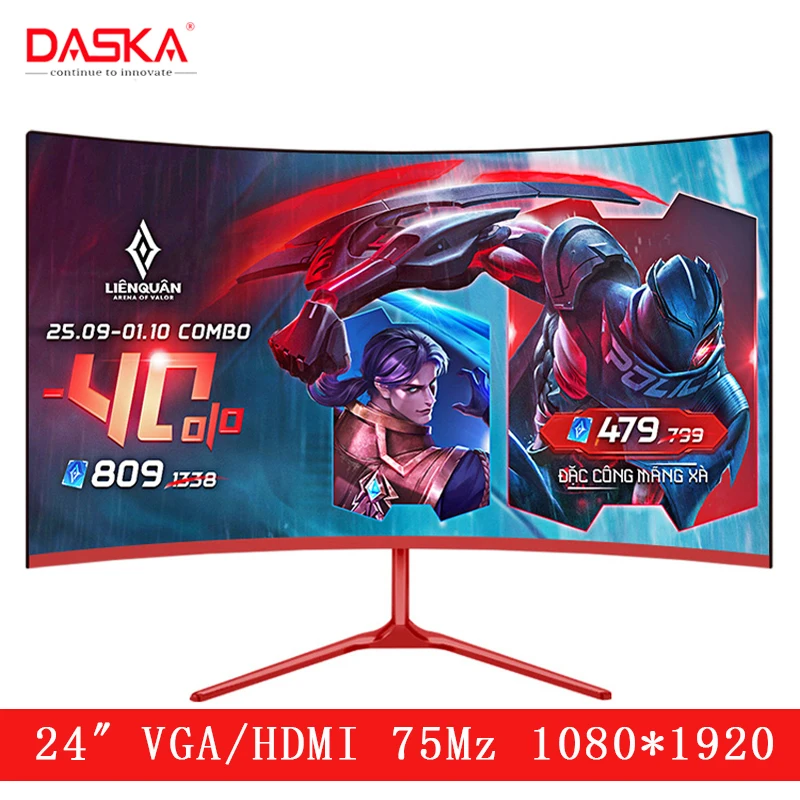 Изогнутый игровой ЖК монитор 24 дюйма HDMI/VGA|Мониторы| |