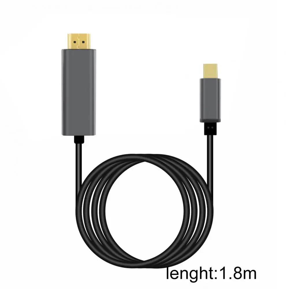 

1.8m 4K 30HZ PVC USB3.1 Type-C to HDMI-compatible Connecting Cable Adapter Wire for Mobile Phone Laptop