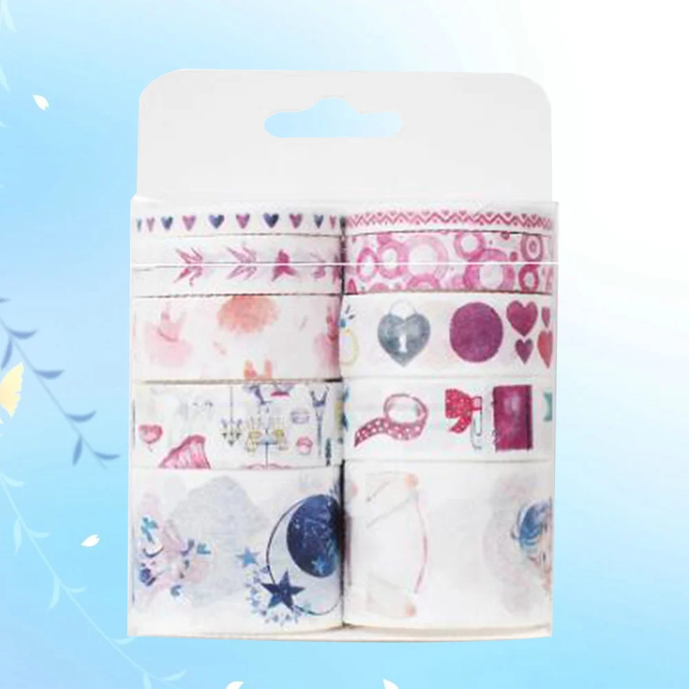 

10pcs/Pack Washi Masking Tapes Cartoon Stickers Decorative Sticky Paper Tapes for Scrapbook DIY Diary Gift Wrapping (Maiden's