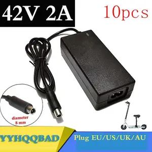 10pcs 42v 2a scooter charger battery power supply adapters use for xiaomi mijia m365 electric scooter skateboard accessories free global shipping
