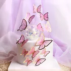 Шифоновые топперы для торта на День святого Валентина с бабочками, розовая бабочка, украшения для торта на день рождения