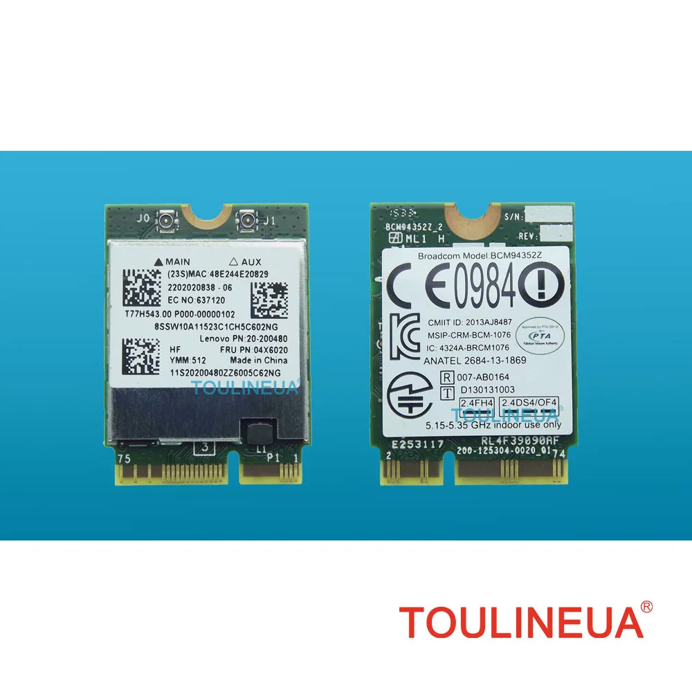 Новая беспроводная сетевая карта BCM94352Z Fru 04X6020 AC BT4.0 867 Мбит/с для lenovo B40 B50 E40 Y50 YAGA 3