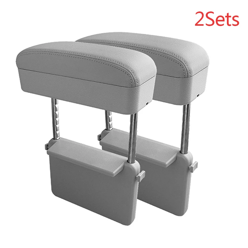 2 sets Gray Универсальный автомобильный подлокотник, коробка с поддержкой локтя, регулируемая Автомобильная центральная консоль, подлокотник, автомобильный Стайлинг, органайзер для сиденья, подлокотник - Название цвета: 2 sets Gray