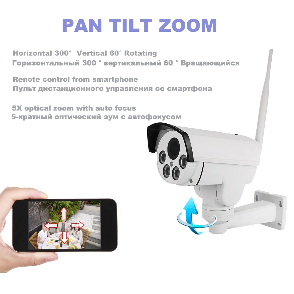 OwlCat камера SONY HD 5 МП Wi-Fi IP PTZ 5x оптический зум ИК водонепроницаемая IP66 аудио