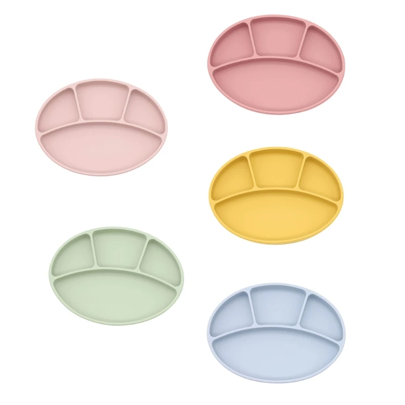 

Baby Suction Cup Bowl Divided Dinner Plate Infants Learning Feeding Dish Bowl