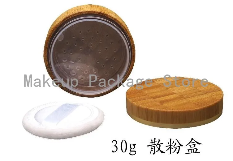 

10pcs/lot 30g Empty Bamboo Wooden Loose Powder Jar with Sifter N Jar, Top Garde DIY Environmental Cosmetic Powder Case