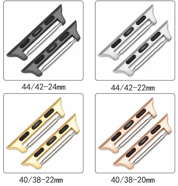 

2Pcs Metal Connector Adpater For Apple Watch band 44 40 42 38mm iwatch series 6 5 4 3 2 SE Stainless Steel adaptor Accessories