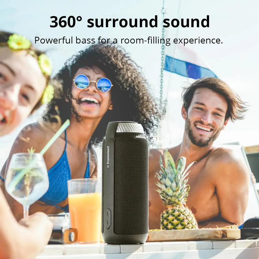 구매 Tronsmart T6 25W 휴대용 블루투스 스피커, 360 ° 스테레오 사운드 및 내장 마이크