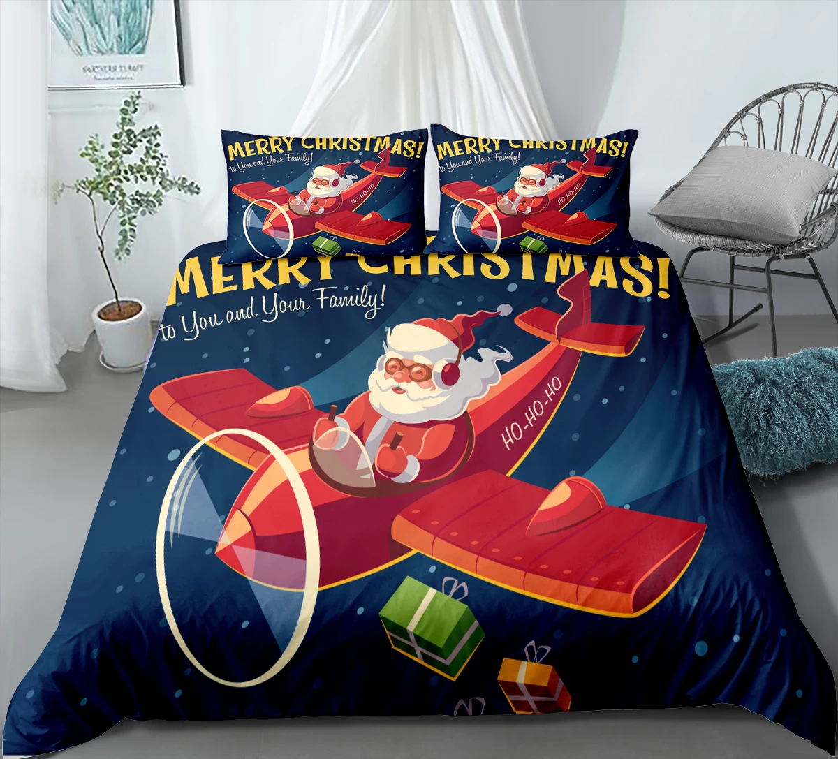 2/3 шт. Комплект постельного белья подарки от Святого Клауса пододеяльник с 3D
