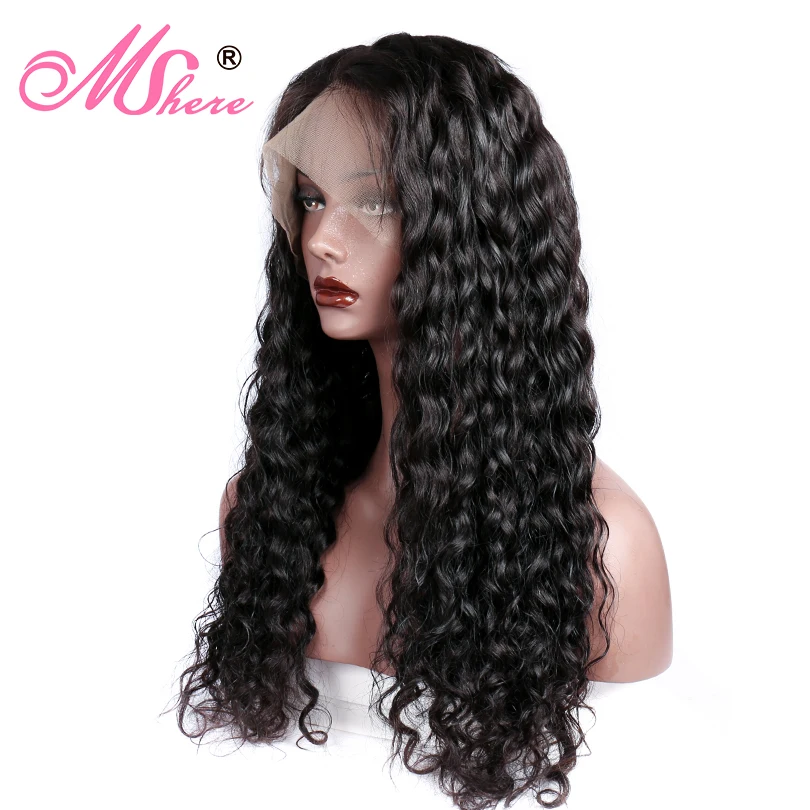 Mshere 150% парик из натуральных волос на кружеве для черных женщин водная волна с
