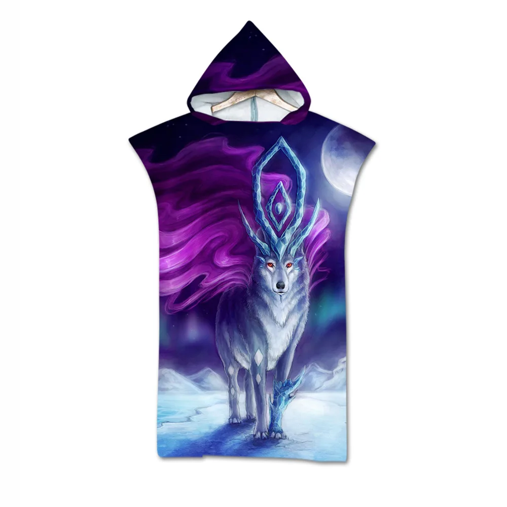 

Brand new 3D animal print microfiber hooded beach towel cloak swimming beach surfing men’s and women’s bathrobe beachwear