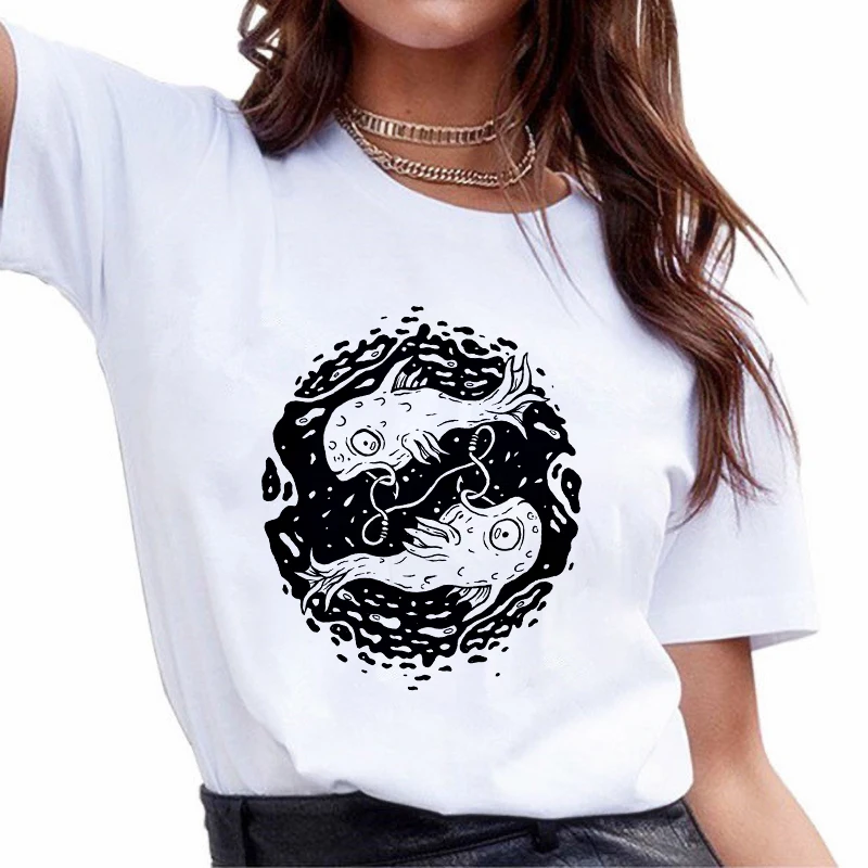 

Женская футболка большого размера, летняя повседневная футболка с винтажным принтом, Топы Harajuku, уличная футболка с коротким рукавом и кругл...