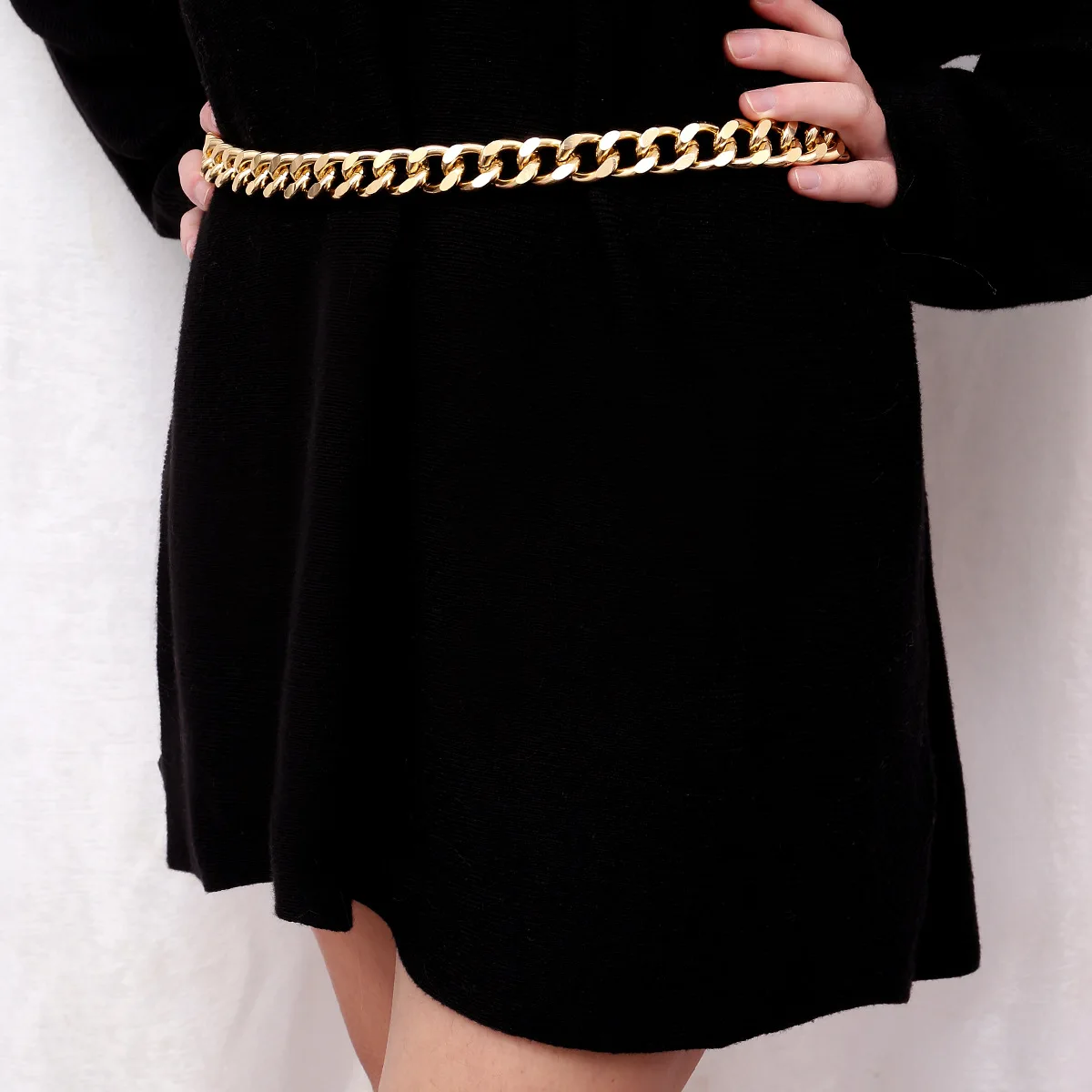 F.J4Z fashion simple punk personality Aluminium alloy link chain statement belly hip hop rocker sexy night club body |