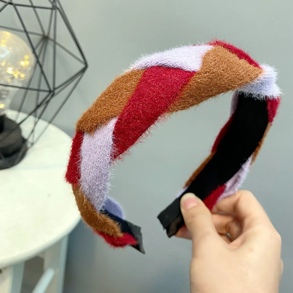 

Hair Accessories For Girls Knitted Headband Women Colorful Twist Braid Scrunchie Hair band opaska do wlosow