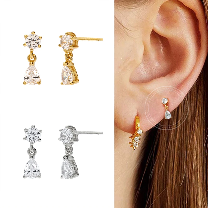 

925 Sterling Silver Ear Needle Exquisite Crystal Stud Earrings CZ Earrings Fashion And Elegant Jewelry For Women Birthday Gifts